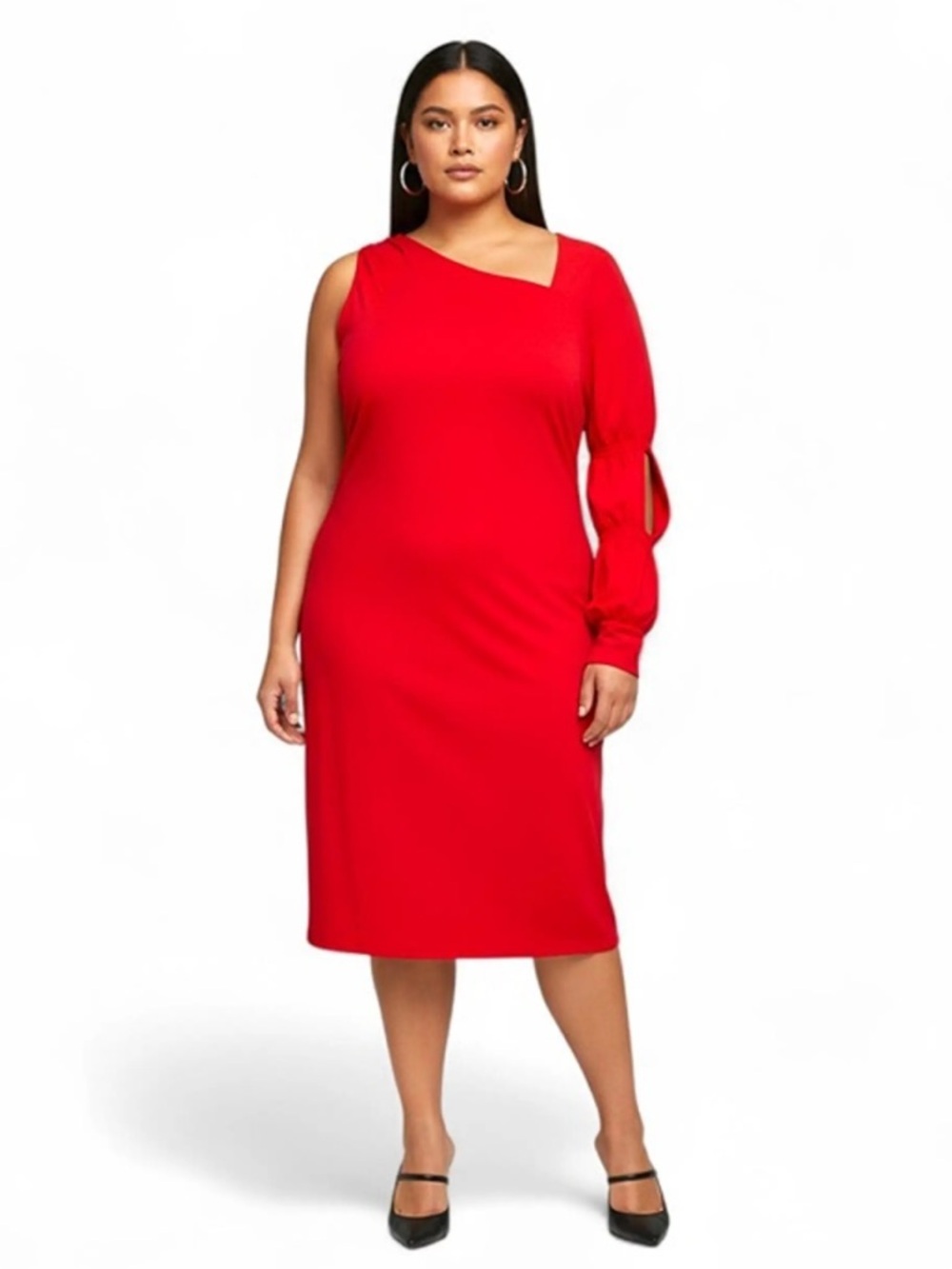 NWT Goo Goo for Bar III Red/Pink One Shoulder Midi Dress Size 4X
